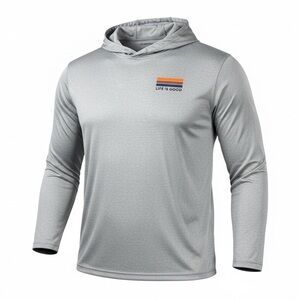 Life Is Good Men’s XXL Blue Lightweight Stretch Hooded Pullover Activewear Top